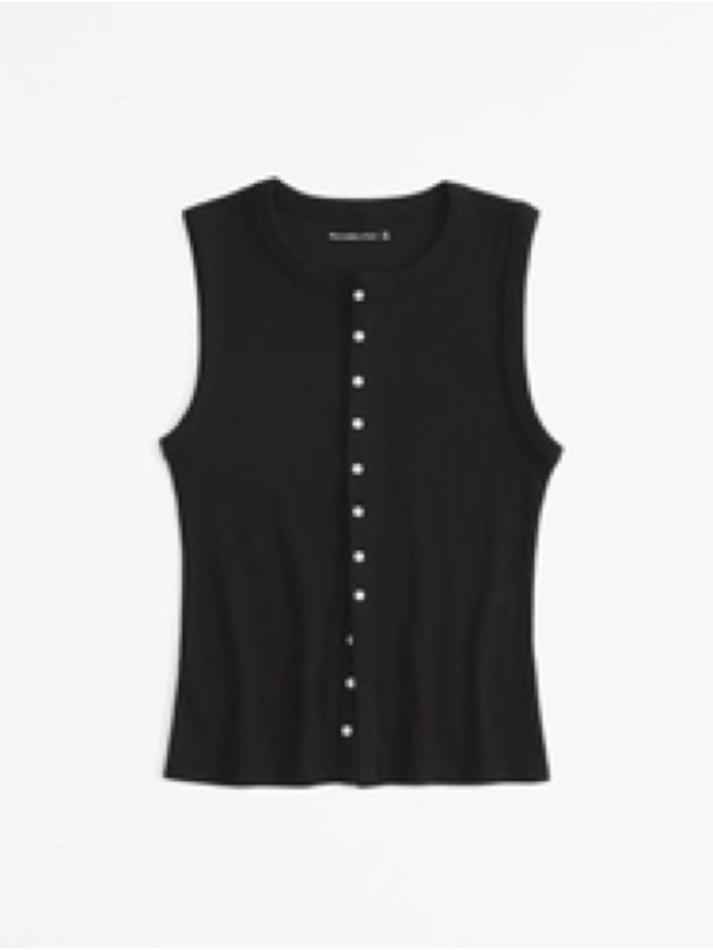 Abercrombie & Fitch Black Rib Crew Button up Top - Picture 6 of 7